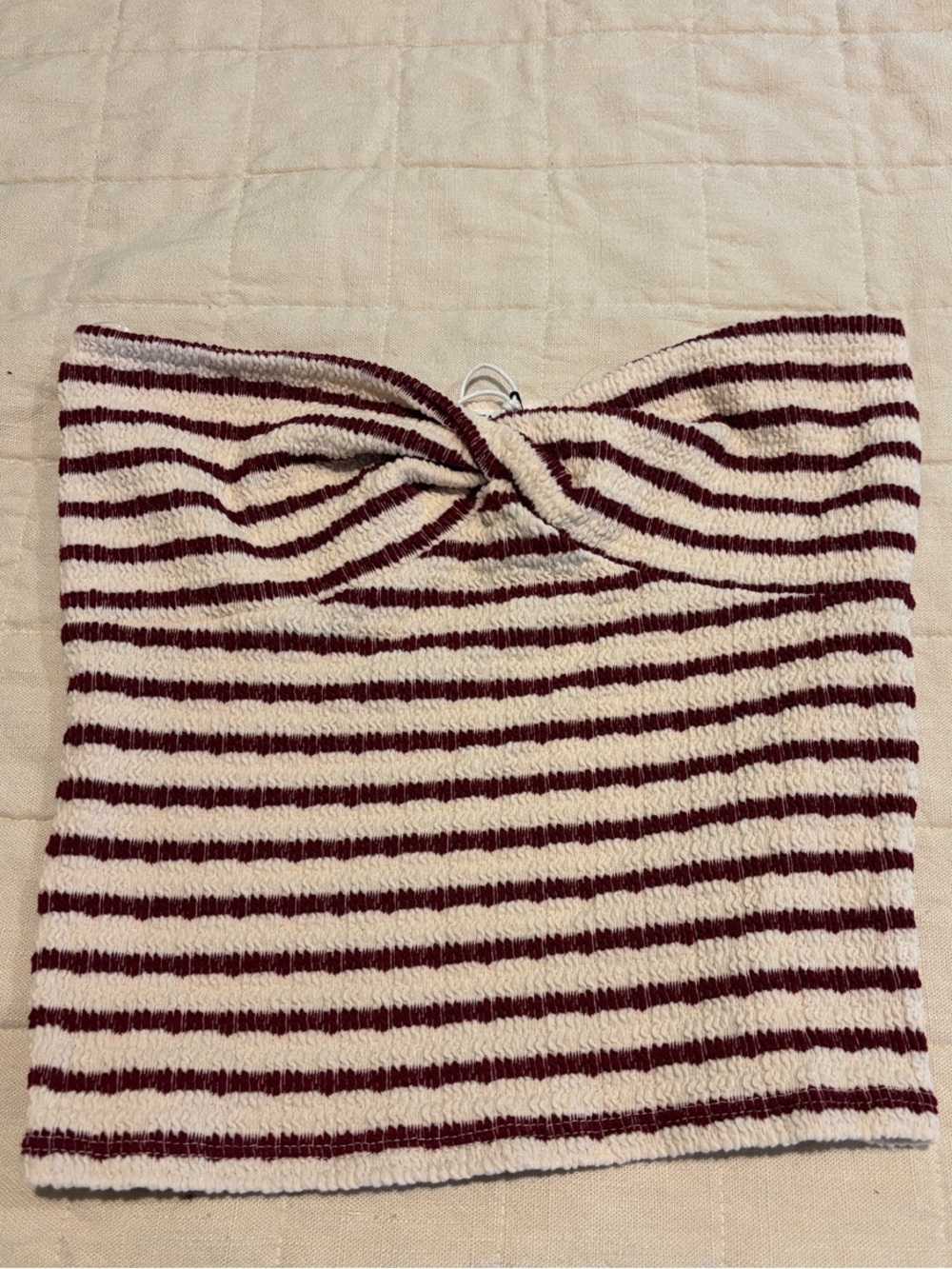 T.J.Maxx Cream and Burgundy Striped Knit Top